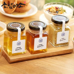 [소담미소]국내산 꿀 선물세트(아카시아꿀 240g + 야생화꿀 240g+ 벌화분 130g)